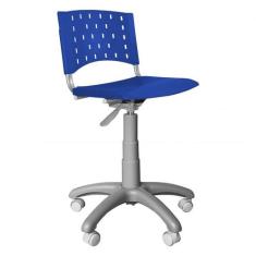 Cadeira Secretária Giratória Plástica Singolare Azul - Ultra Móveis Co
