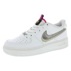 Nike Tênis unissex Air Force 1 LE (GS), infantil, branco/branco, Off Noir/Summit Branco/Rosa Prime/Estanho Metálico, 7 Big Kid