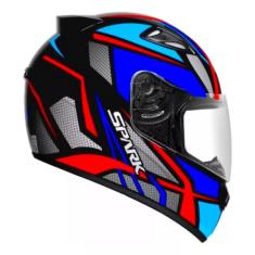 Capacete Moto Spark Spider Ebf Esportivo Preto Azul