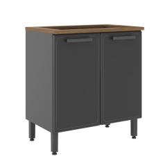 Balcão para Cooktop Bertolini Estilo em Aço 2 Portas Grafite