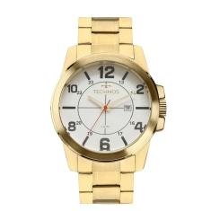 Relógio masculino technos dourado com branco 2115mgs4k