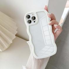 UEEBAI Capa transparente com moldura ondulada para iPhone 12 Pro Max de 6,7 polegadas, capa de telefone ondulada fofa para meninas, slim fit, à prova de choque, capa macia e bonita para mulheres -