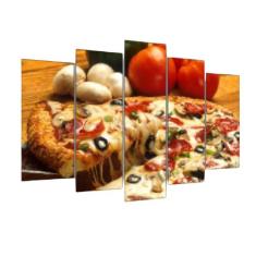 Quadro Decorativo Mosaico 5 Peças Mod061 Pizza Calabresa - Eco Decor, 