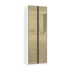 Guarda Roupa Modulado 2 Portas 3 Gavetas 80cm com Vidro Reflecta Bronz