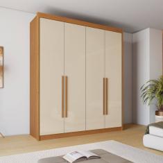 Guarda-roupa Casal 4 Portas 4 Gavetas Eloa Cinamomo/Off White