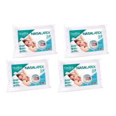 Travesseiro Látex Nasa NL1101 c/ Capa Percal 200 Fios Kit c/ 4 Un 50x70 - Duoflex