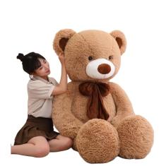 Urso De Pelúcia Gigante 1M Com Laço Para Decoração Presente Amor (Avelã Com Bege)