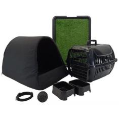 Kit Cachorro Gato Cama Caminha Iglu Transporte Sanitário Grama Sintéti