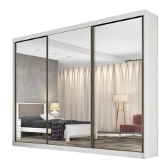 Guarda Roupa Casal com Espelho 3 Portas de Correr 8 Gavetas - Diamond-