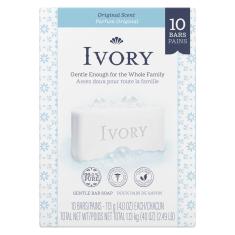 Sabonete Ivory Gentle Bath Bar, seguro para toda a família, 120 ml, 10 unidades