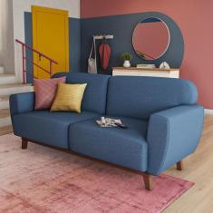 Sofá 3 Lugares Calêndula Linho Azul - Mobly