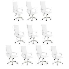 Conjunto 10 Cadeiras De Escritório Presidente Giratória Sevilha Rivatti Branco
