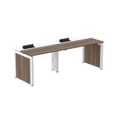 Mesa De Plataforma Simples Para 2 Pessoas Corporativa 150x792/2p Pscpp150/792/2p Walnut/branco