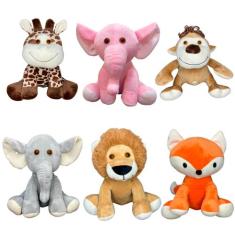 Bicho Bichinho De Pelúcia Safári Raposa Leão elefante Macaco Zebra Dec