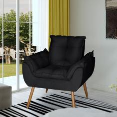 Poltrona Opala Decorativa Suede Preto