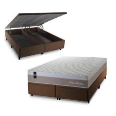 Conjunto Box Baú Sheffield Bege 193x203x72 c/ Molas Ensacadas - King H