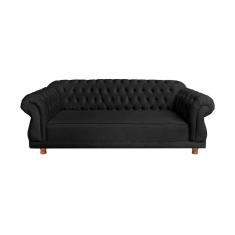 Sofá Chesterfield Capitone Elisabeth Suede Preto1,80