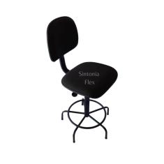 Cadeira Secretaria Caixa Alta Base Ferro Sem Rodízio Tecido