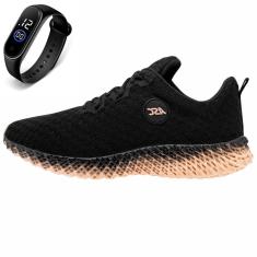 Tenis Feminino Esporte de Amarrar Academia Caminhada Conforto + Relógio-Feminino