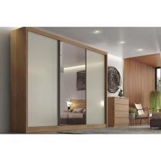 Guarda Roupa Casal Natus 3 Portas de Correr 8 Gavetas MDF Duna Cumaru-Fendi Móveis Novo Horizonte