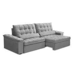 Sofá 3 Lugares Retrátil e Reclinável Firenze Veludo Prata