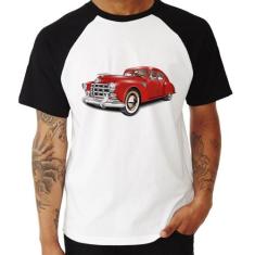 Camiseta Raglan Retro Classic Red Car - Foca Na Moda