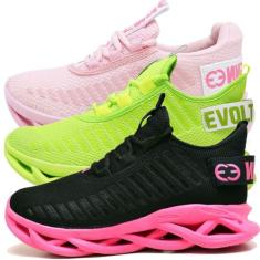 Kit 3 Tênis Trança Pink, Verde e Rosa 43