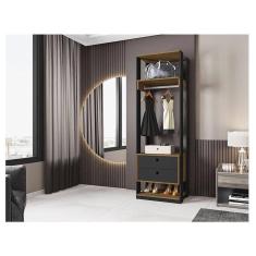 Guarda Roupa Modulado Ambiente Titan Com Gavetas Preto Freijó - Móveis Leão