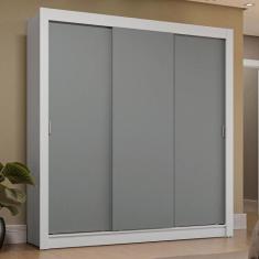 Guarda-Roupa Casal 3 Portas de Correr Branco/Cinza Sublime Plus Madesa