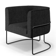 Poltrona Decorativa Fixa Base de Aço Preto Betina D02 Linho Chumbo D-4