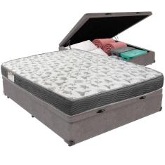 Cama Box Baú Cinza E Colchão Iso100 Espuma D33 Viúvo Ortobom