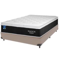 Cama Box Bege E Colchão Magnum Molas Ensacadas Casal Plumatex
