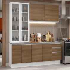 Armário de Cozinha Compacta 190cm Glamy Madesa 05, Branco/Rustic