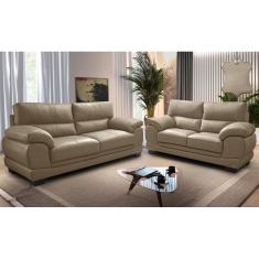 Conjunto Sofá de Couro Legítimo 3 e 2 Lugares Cama inBox Don Arturo. 2,26x1,76m