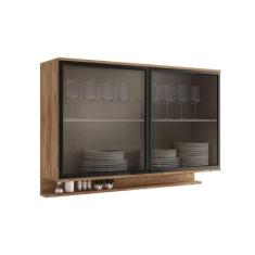 Armário Aéreo p/ Cozinha Alpha 2500 c/ 2 Portas c/ Vidro 120cm Freijo - Carraro