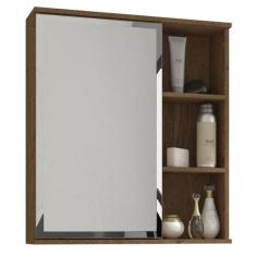 Espelheira Para Banheiro 100% MDF 1 Porta 2 Prateleiras Treviso Mgm Mó
