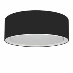 Plafon Duplo Cilíndrico Md-3037 Cúpula Em Tecido 60x25cm Preto - Bivolt