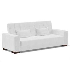 Sofá Cama 02 lugares Lisboa Corano Pés de Plástico - D'Rossi, Branco