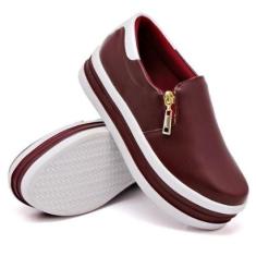 Tênis Dk Uze Shoes Slip On Casual Calce Facil Zíper Listra Feminino-Feminino