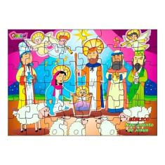Quebra Cabeça Bíblico Nascimento de Jesus - MDF - 48 peças