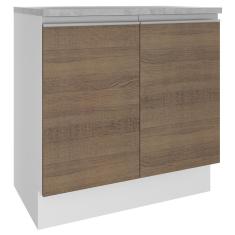 Balcão Madesa Glamy 80 cm 2 Portas - Branco/Rustic