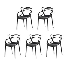 Kit 5 Cadeiras Allegra Preta Sala Cozinha Jantar