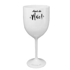 Taça Vinho Branca Acrílico Personalizada para Dia das Mães - Amor de Mãe