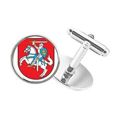 DIYthinker Abotoaduras com clipe de botão redondo com emblema nacional da Lituânia Europa