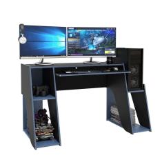 Mesa Gamer Kyoto Preto Uv Tex/azul Vel Bp Borda Azul - Politorno