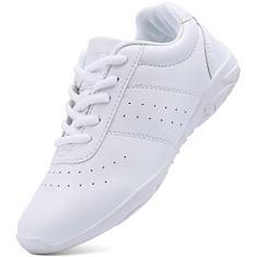 BAXINIER Jovens Meninas Branco Cheerleading Sapatos de Dança Treinamento Atlético Tênis Caminhada Respirável Competição Cheer Sneakers