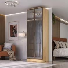 Guarda-roupa 2 Portas Reflecta 2 Gavetas Internas Ravi Olmo Italiano