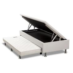 Cama Box Bau Solteiro King Com Auxiliar Semi Ortopedica Corino 96X203cm