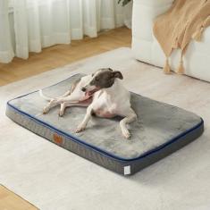 LIORCE Cama grande de espuma viscoelástica para cães - Camas ortopédicas de 10 cm de espessura para cães grandes - Cama impermeável para cães com capa lavável removível e zíper envolvente - Conforto