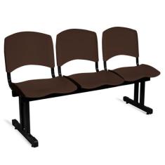 Longarina Plástica Iso 3 Lugares - Ideaflex,  MARROM